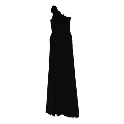 NISSA WOMEN'S FLORAL-APPLIQUÉ JERSEY MAXI DRESS BLACK