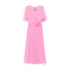 Nissa Floral-appliqué Midi Dress In Pink