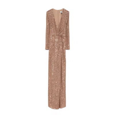 Nissa Women's Gold Sequinned Maxi Dress
