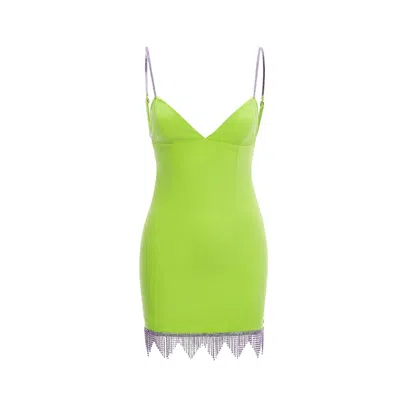 Nissa Women's Green Embellished Trim Mini Dress