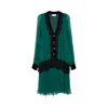 Nissa Women's Green Lace Insert Silk Midi Dress In Green