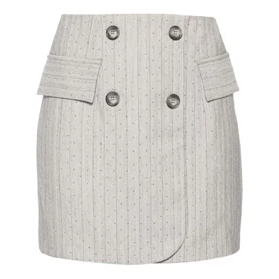 Nissa Crystal-embellished Miniskirt In Grey