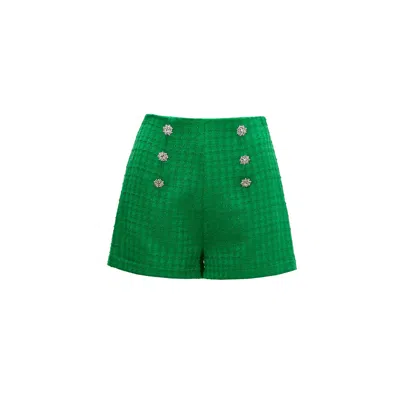Nissa Women's High Waisted Bouclé Shorts Green