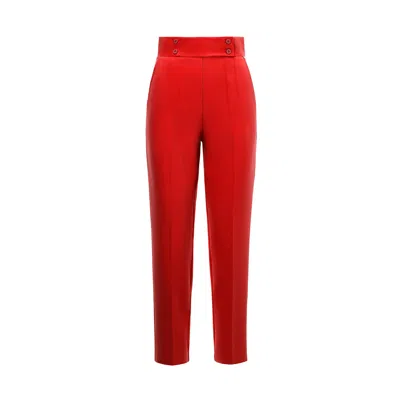Nissa Women's High Waisted Slim Pants Red
