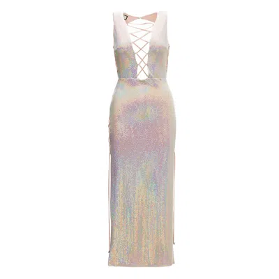 Nissa Women's Holographic-effect Midi Dress Multicolour