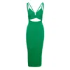 Nissa Women's Knitted Midi Dress Green In Green