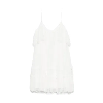 Nissa Women's Lace Detail Silk Dress White