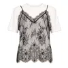 Nissa Lace-panel T-shirt In Black