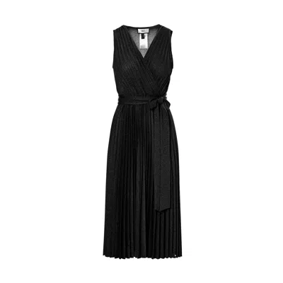 Nissa Women's Lurex Thread Viscose Dress Black