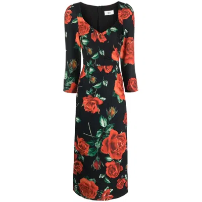 Nissa Women's Midi Printed Dress In Black
