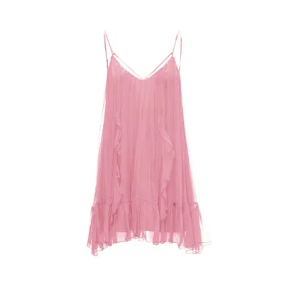 Nissa Women's Neutrals Backless Silk Mini Dress Light Pink