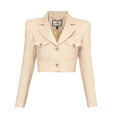 Nissa Women's Neutrals Rhinestone-embellished Cropped Blazer