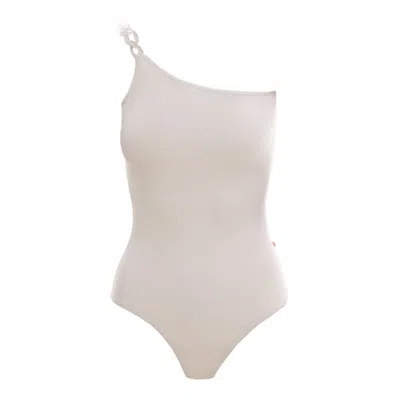 Nissa Women's One-shoulder White Bodysuit