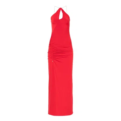 Nissa Women's Open-back Jersey Midi Dress Red