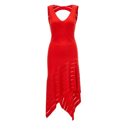Nissa Women's Open-back Midi Red Dress