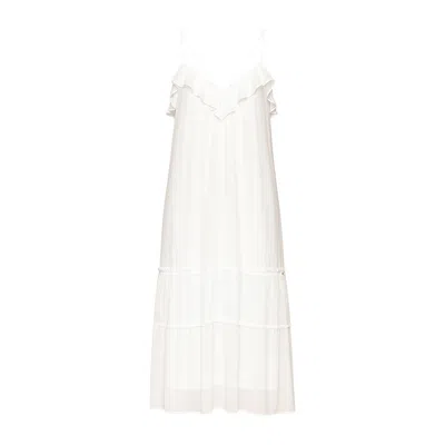 Nissa Women's Open-back Silk Dress White
