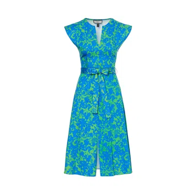 Nissa Women's Patterned Cotton Midi Dress In Blue