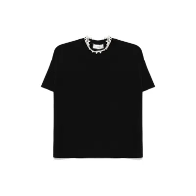 Nissa Women's Pearl-detail Viscose Top Black