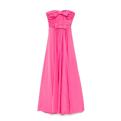 Nissa Women's Pink Bow-detail Taffeta Maxi Dress