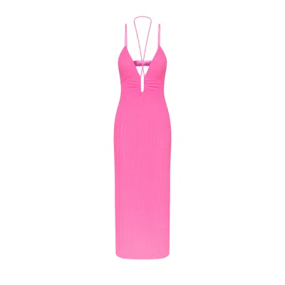 Nissa Women's Pink Open-back Sequined Dress