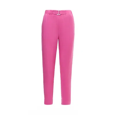 Nissa Women's Pink / Purple Belted Viscose Pants Pink In Pink/purple