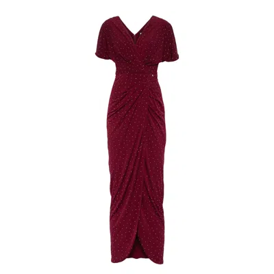Nissa Women's Pink / Purple Bordeaux Rhinestone-embellished Dress
