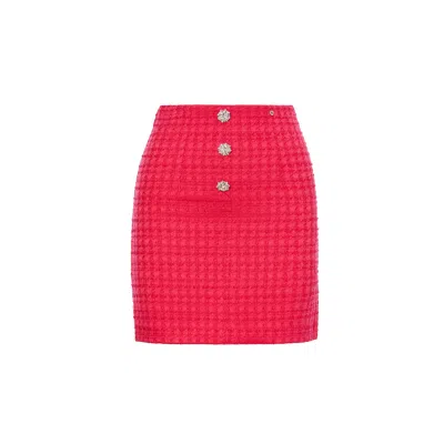 Nissa Women's Pink / Purple High-waisted Bouclé Pink Skirt In Pink/purple