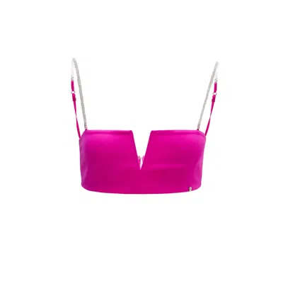 Nissa Women's Pink / Purple Spaghetti-strap Crop Top Pink In Pink/purple