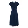 Nissa Pleated Midi Dress In Blue