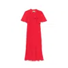 Nissa Women's Pleated Chiffon Midi Dress Red In Red