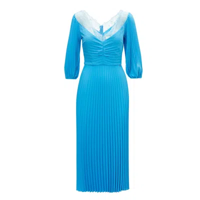 Nissa Women's Pleated Midi Dress Blue