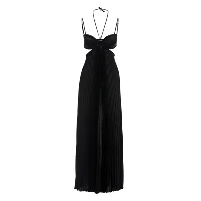 Nissa Women's Pleated Open-back Dress Black