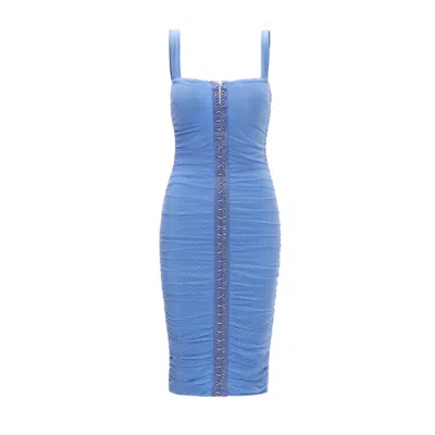 Nissa Women's Polka Dot Midi Dress Blue