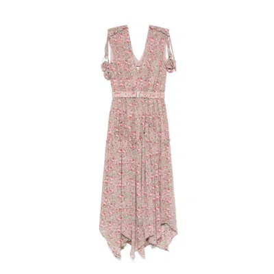 Nissa Women's Printed Chiffon Midi Dress In Pink