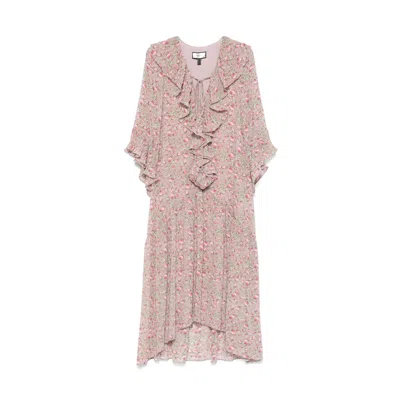 NISSA WOMEN'S PRINTED CHIFFON MIDI DRESS FLORAL PRINT
