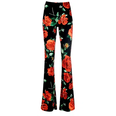 Nissa Women's Printed High Rise Pants In Red