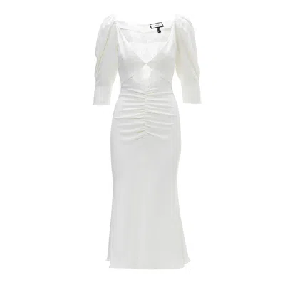 Nissa Women's Puff-sleeve Midi Dress White