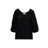 Nissa Women's Puff-sleeve Viscose Top Black In Black