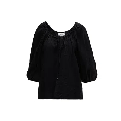 Nissa Women's Puff-sleeve Viscose Top Black