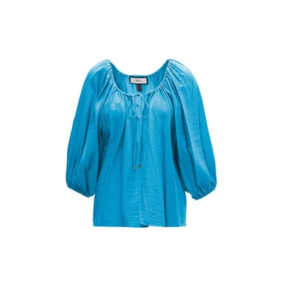 Nissa Women's Puff-sleeve Viscose Top Blue