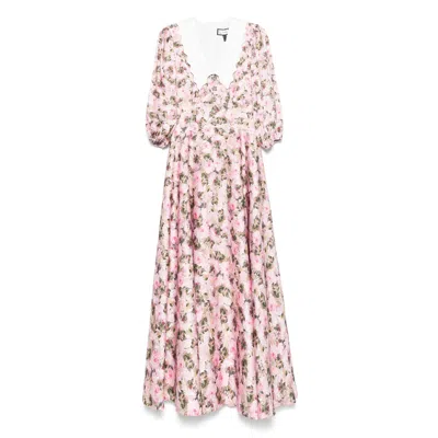 NISSA WOMEN'S PUFF SLEEVES PRINTED MIDI DRESS