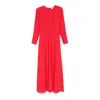 Nissa Women's Red A-line Crepe Mid Dress