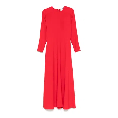 Nissa Women's Red A-line Crepe Mid Dress