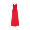 Nissa Women's Red Floral-applique Jersey Midi Dress White