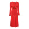 Nissa Women's Red Floral-detailing Midi Dress