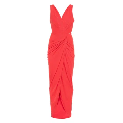 Nissa Women's Red Glitter Maxi Dress