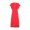 Nissa Pleated Midi Dress In Red