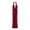 Nissa Sequinned Halterneck Maxi Dress