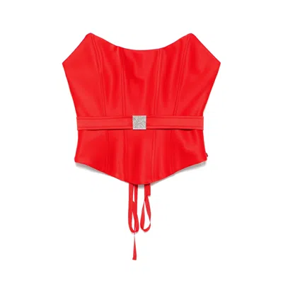 Nissa Women's Red Taffeta Corset Top