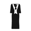 Nissa Scallop-collar Midi Dress In Black